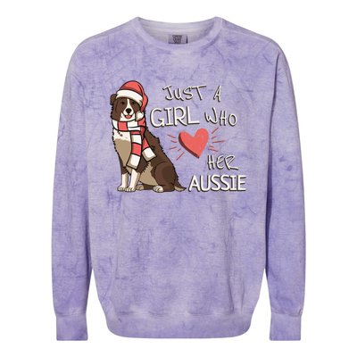 Just A Who Loves Her Australian Shepherd Dog Christmas Meaningful Gift Colorblast Crewneck Sweatshirt