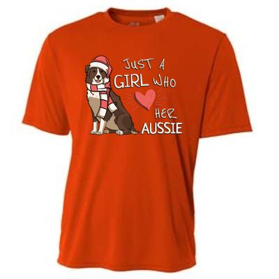 Just A Who Loves Her Australian Shepherd Dog Christmas Meaningful Gift Cooling Performance Crew T-Shirt