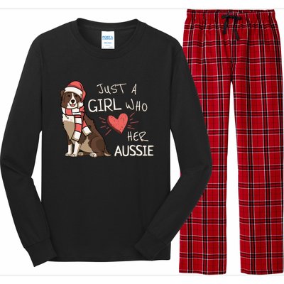 Just A Who Loves Her Australian Shepherd Dog Christmas Meaningful Gift Long Sleeve Pajama Set