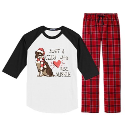 Just A Who Loves Her Australian Shepherd Dog Christmas Meaningful Gift Raglan Sleeve Pajama Set