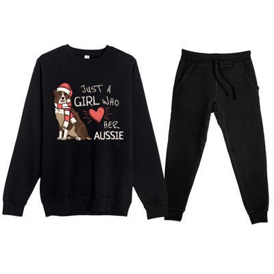 Just A Who Loves Her Australian Shepherd Dog Christmas Meaningful Gift Premium Crewneck Sweatsuit Set