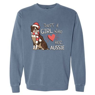 Just A Who Loves Her Australian Shepherd Dog Christmas Meaningful Gift Garment-Dyed Sweatshirt