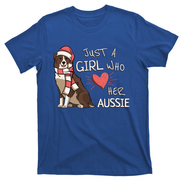 Just A Who Loves Her Australian Shepherd Dog Christmas Meaningful Gift T-Shirt