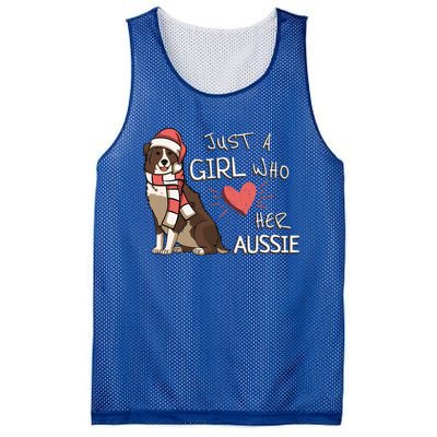 Just A Who Loves Her Australian Shepherd Dog Christmas Meaningful Gift Mesh Reversible Basketball Jersey Tank