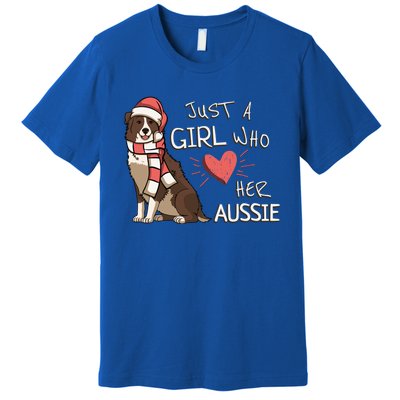 Just A Who Loves Her Australian Shepherd Dog Christmas Meaningful Gift Premium T-Shirt