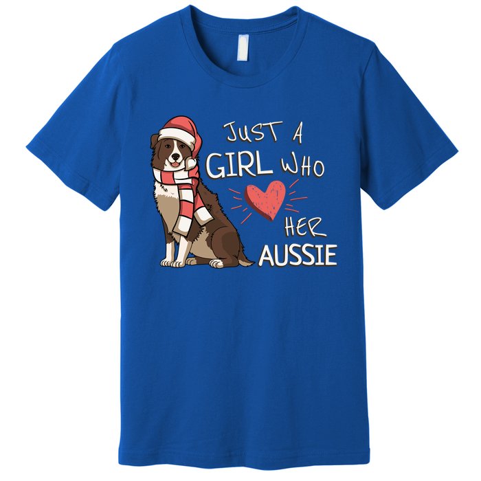 Just A Who Loves Her Australian Shepherd Dog Christmas Meaningful Gift Premium T-Shirt