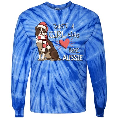 Just A Who Loves Her Australian Shepherd Dog Christmas Meaningful Gift Tie-Dye Long Sleeve Shirt