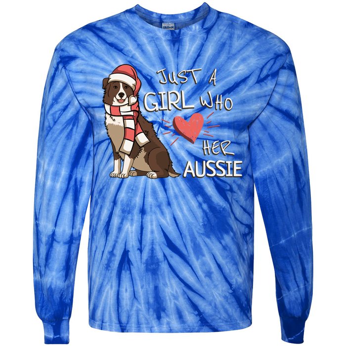 Just A Who Loves Her Australian Shepherd Dog Christmas Meaningful Gift Tie-Dye Long Sleeve Shirt