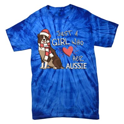 Just A Who Loves Her Australian Shepherd Dog Christmas Meaningful Gift Tie-Dye T-Shirt