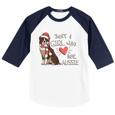 Just A Who Loves Her Australian Shepherd Dog Christmas Meaningful Gift Baseball Sleeve Shirt