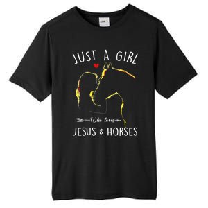 Just A Who Loves Jesus And Horses Equestrian Christian Gift Tall Fusion ChromaSoft Performance T-Shirt