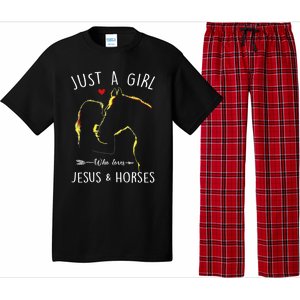 Just A Who Loves Jesus And Horses Equestrian Christian Gift Pajama Set