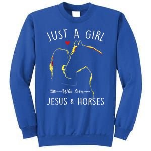 Just A Who Loves Jesus And Horses Equestrian Christian Gift Sweatshirt