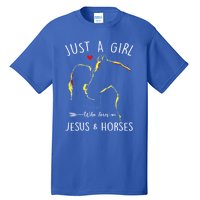 Just A Who Loves Jesus And Horses Equestrian Christian Gift Tall T-Shirt