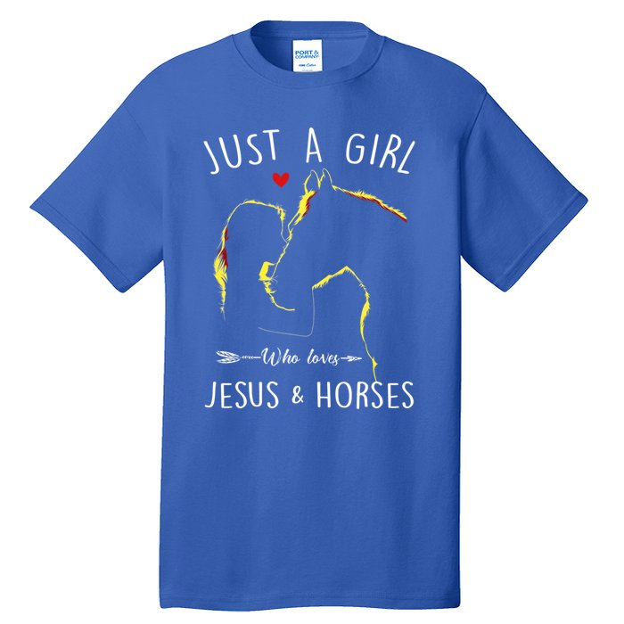 Just A Who Loves Jesus And Horses Equestrian Christian Gift Tall T-Shirt