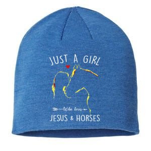 Just A Who Loves Jesus And Horses Equestrian Christian Gift Sustainable Beanie