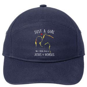 Just A Who Loves Jesus And Horses Equestrian Christian Gift 7-Panel Snapback Hat