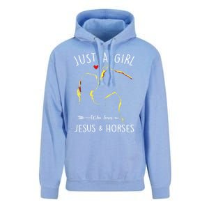 Just A Who Loves Jesus And Horses Equestrian Christian Gift Unisex Surf Hoodie