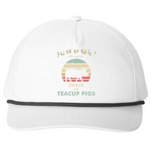 Just A Who Runs On Jesus And Teacup Pigs Gift Snapback Five-Panel Rope Hat