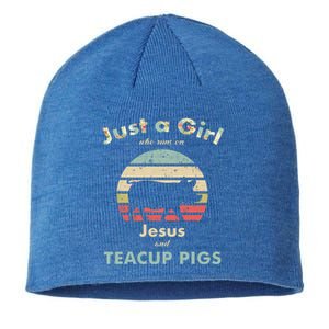 Just A Who Runs On Jesus And Teacup Pigs Gift Sustainable Beanie