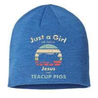 Just A Who Runs On Jesus And Teacup Pigs Gift Sustainable Beanie