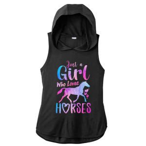 Just A Who Loves Horses Riding Cute Horse  Ladies PosiCharge Tri-Blend Wicking Draft Hoodie Tank