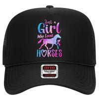 Just A Who Loves Horses Riding Cute Horse  High Crown Mesh Back Trucker Hat