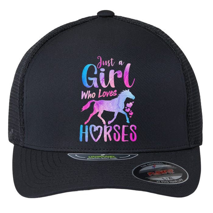 Just A Who Loves Horses Riding Cute Horse  Flexfit Unipanel Trucker Cap