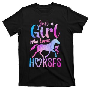 Just A Who Loves Horses Riding Cute Horse  T-Shirt