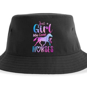 Just A Who Loves Horses Riding Cute Horse  Sustainable Bucket Hat