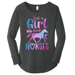 Just A Who Loves Horses Riding Cute Horse  Women's Perfect Tri Tunic Long Sleeve Shirt