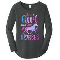 Just A Who Loves Horses Riding Cute Horse  Women's Perfect Tri Tunic Long Sleeve Shirt