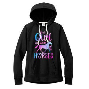 Just A Who Loves Horses Riding Cute Horse  Women's Fleece Hoodie