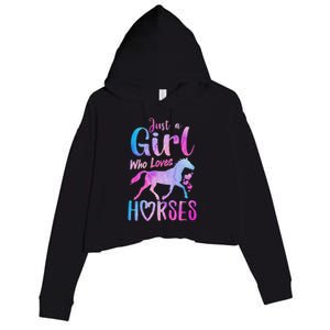 Just A Who Loves Horses Riding Cute Horse  Crop Fleece Hoodie