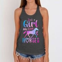 Just A Who Loves Horses Riding Cute Horse  Women's Knotted Racerback Tank