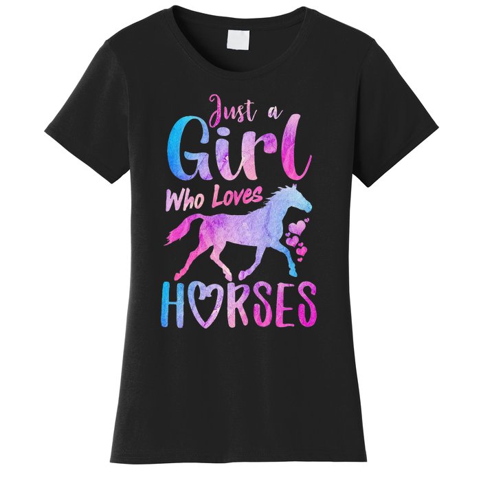 Just A Who Loves Horses Riding Cute Horse  Women's T-Shirt