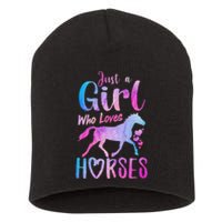 Just A Who Loves Horses Riding Cute Horse  Short Acrylic Beanie