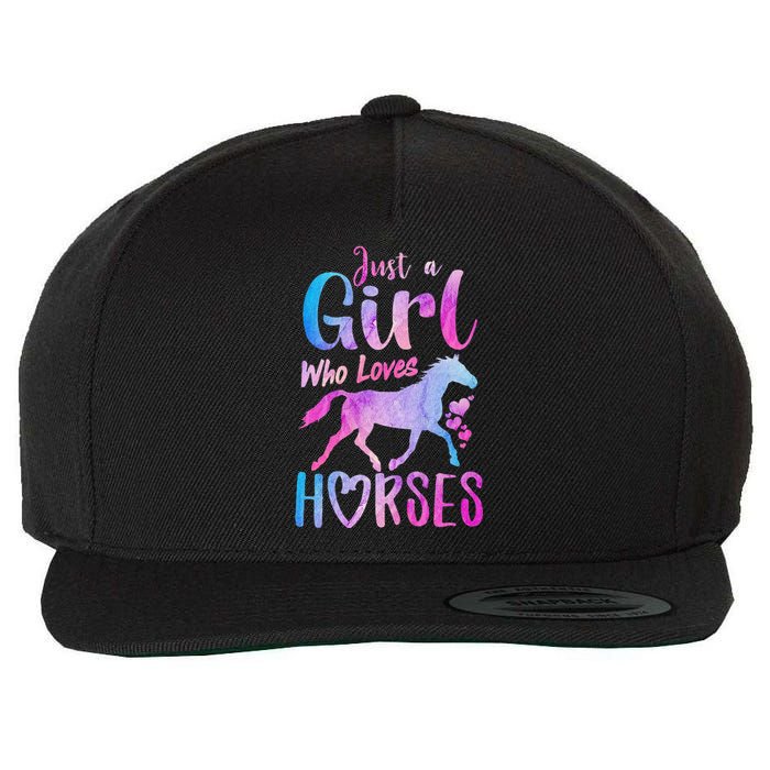 Just A Who Loves Horses Riding Cute Horse  Wool Snapback Cap