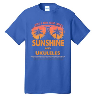 Just A Who Loves Sunshine And Ukuleles Gift Tall T-Shirt