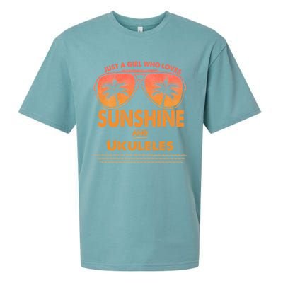 Just A Who Loves Sunshine And Ukuleles Gift Sueded Cloud Jersey T-Shirt