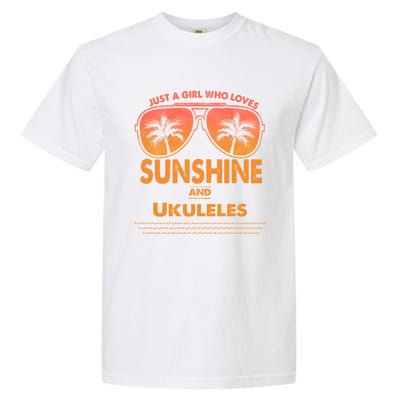 Just A Who Loves Sunshine And Ukuleles Gift Garment-Dyed Heavyweight T-Shirt