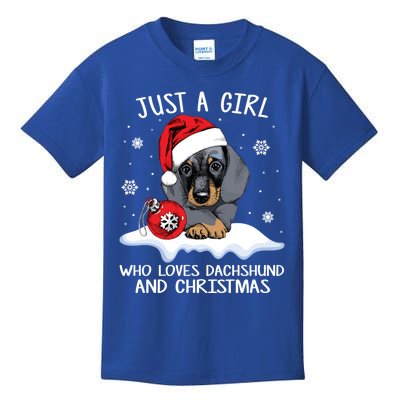 Just A Who Loves Dachshund And Christmas Dachshund Xmas Gift Kids T-Shirt