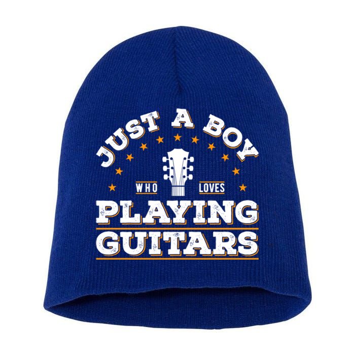 Just A Who Loves Playing Guitar Lover Cool Musician Tee Gift Short Acrylic Beanie