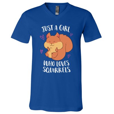 Just A Who Loves Squirrels Cute Squirrel Gift V-Neck T-Shirt