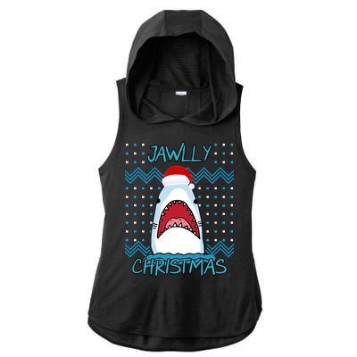 Jawlly Christmas Ugly Ladies PosiCharge Tri-Blend Wicking Draft Hoodie Tank