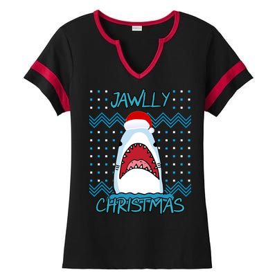 Jawlly Christmas Ugly Ladies Halftime Notch Neck Tee