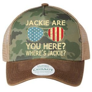 Jackie Are You Here Where's Jackie Funny Saying Legacy Tie Dye Trucker Hat