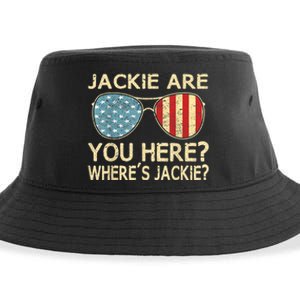 Jackie Are You Here Where's Jackie Funny Saying Sustainable Bucket Hat