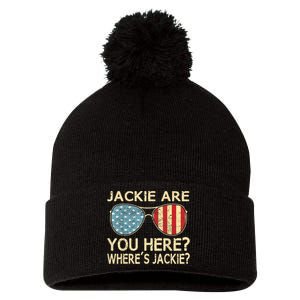 Jackie Are You Here Where's Jackie Funny Saying Pom Pom 12in Knit Beanie