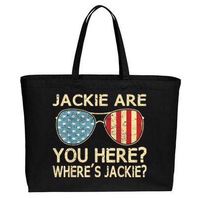 Jackie Are You Here Where's Jackie Funny Saying Cotton Canvas Jumbo Tote